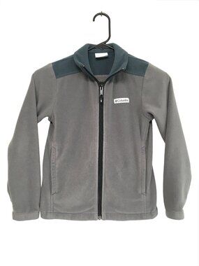 Columbia Boy's Gray & Green Fleece Jacket Size S (8)
